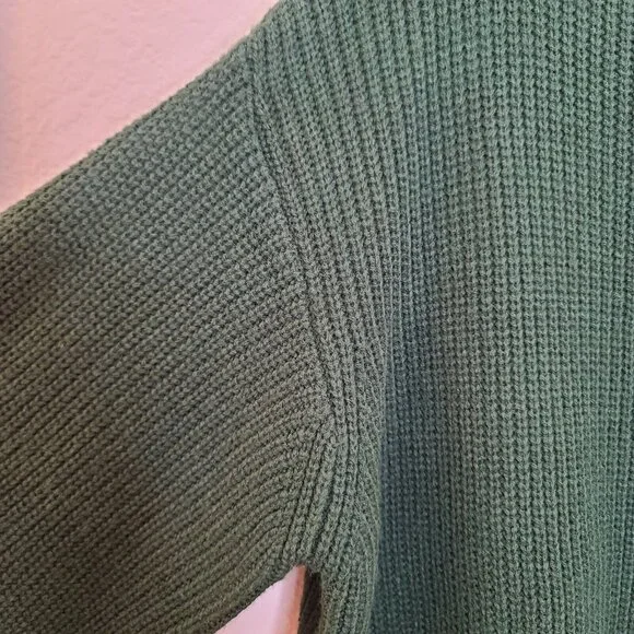 Zaful Sweater Womens Free Size Dark Green Knitted Lantern Sleeve Slouchy Casual - Picture 6 of 12
